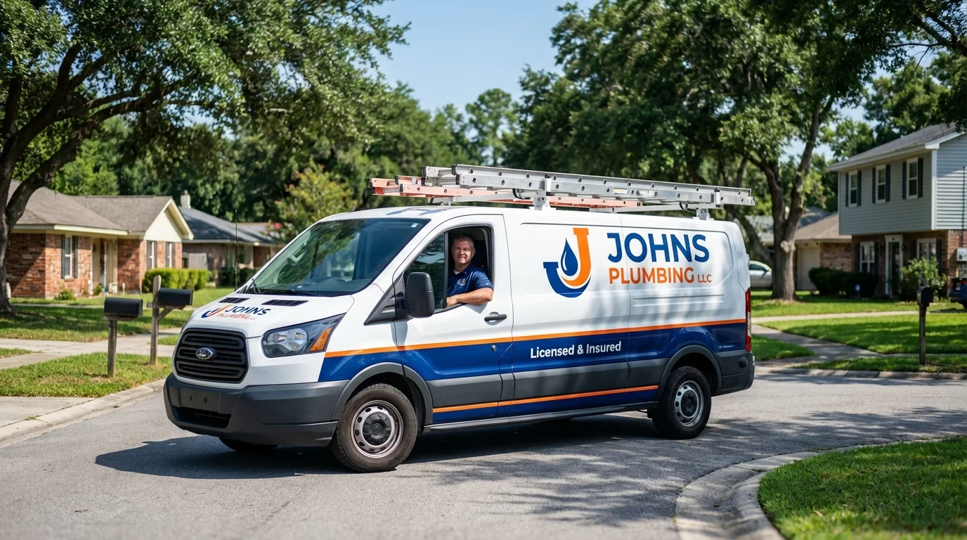 Johns Plumbing LLC service van in Notre Dame, IN