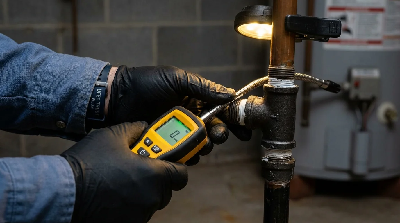 Gas leak detection with electronic sniffer by Johns Plumbing LLC in Notre Dame