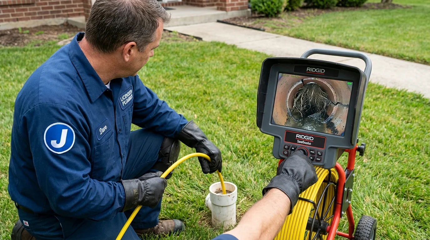 Sewer camera inspection being performed by Johns Plumbing LLC in Notre Dame