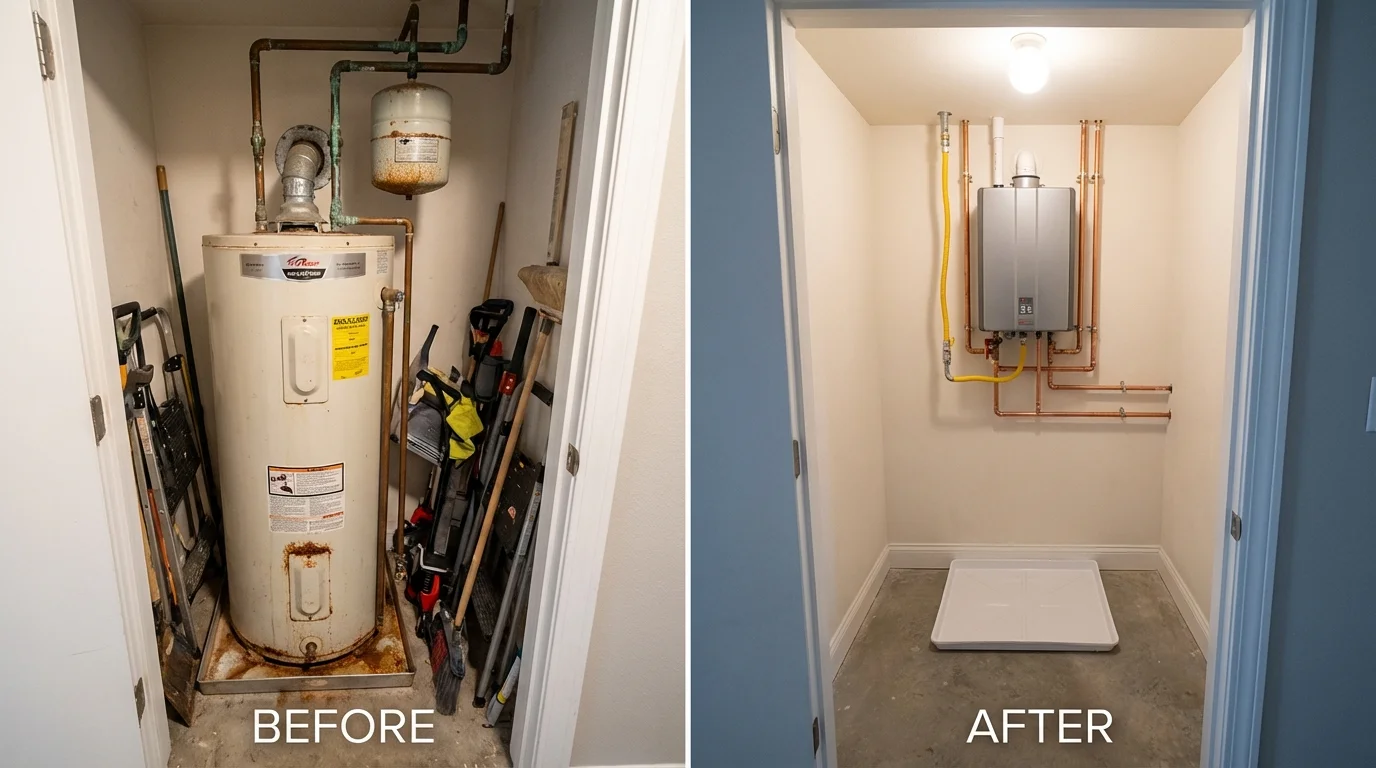 Tank water heater versus wall-mounted tankless unit comparison for Notre Dame, IN homeowners