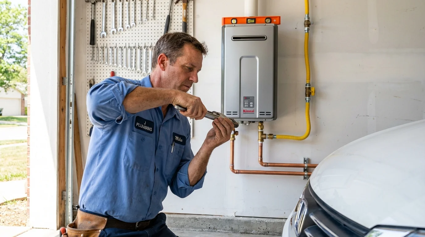 Tankless water heater installation by a Johns Plumbing LLC plumber in Notre Dame